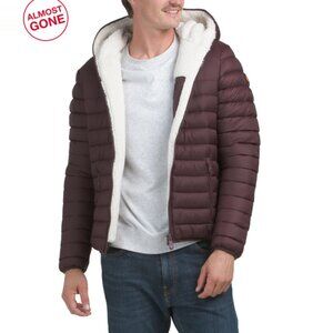 SAVE THE DUCK Burgundy Morus Padded Hooded Jacket